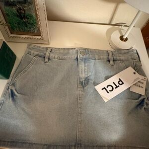 TCL Light Wash Denim Mini Skirt - Pale Blue